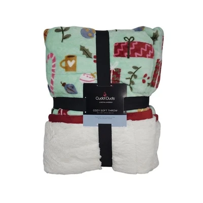 Cuddl Duds Sherpa Throw Blanket Plush to Sherpa Holiday Icon Toss Christmas Cozy - Image 1 of 4