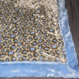 SILVER ONE Blue cheetah leopard Tan Animal Print Baby Security BLANKET - Picture 1 of 6