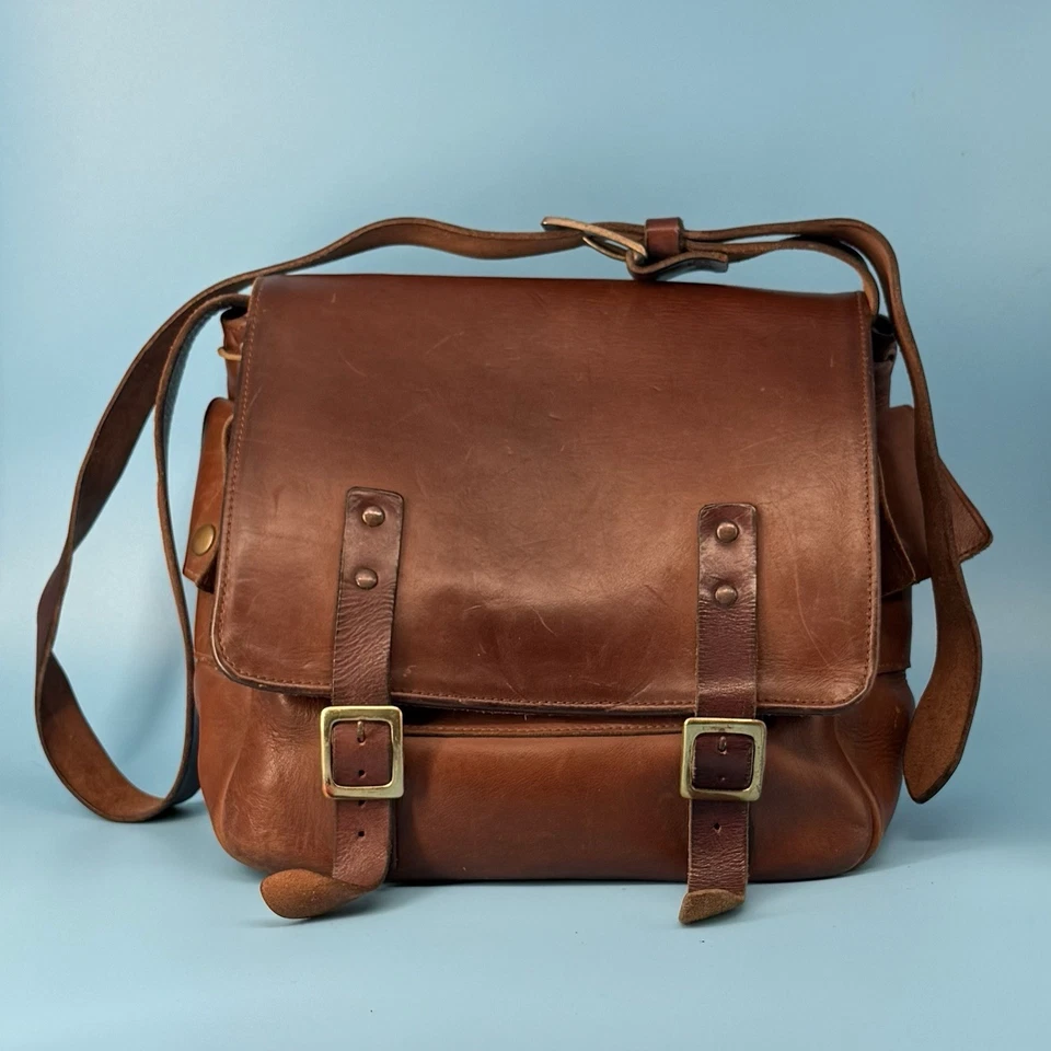 Bolso de hombro de cuero marrón vintage con herrajes de latón de Walter Dyer RARO Foto 1 de 4