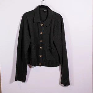 Me And Em Collared Wool Cashmere Knit Button Front Collared Cardigan Sweater M - Picture 1 of 4