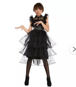 Costume Spirito Halloween Mercoledì Addams Famiglia Bambini Ragazze XL Vestito 14 16 - Foto 1 di 6