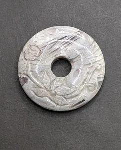 Carved Purple Gemstone 2" Donut Shape Pendant - Picture 1 of 6