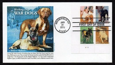 USA, SCOTT # 4604-4607, PANDA FDC COVER - DOGS AT WORK, PLATE BLOCK 2012 - Image 1 of 2