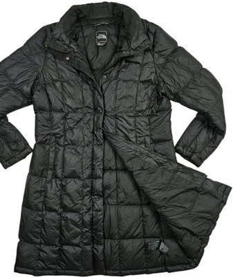 HOT Women's THE NORTH FACE 550 GOOSE DOWN QUILTED PUFFER LONG KNEE BLACK Coat XL - Image 1 of 4