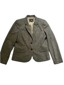 J. Crew Gray Wool Silk Blend Womens Tweed Blazer Lined Coat Jacket Sz 8 EUC - Picture 1 of 24