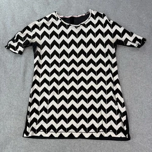 Camiseta Lululemon Devotion Manga Corta Estampado Chevron Blanca Negra Grande - Imagen 1 de 6