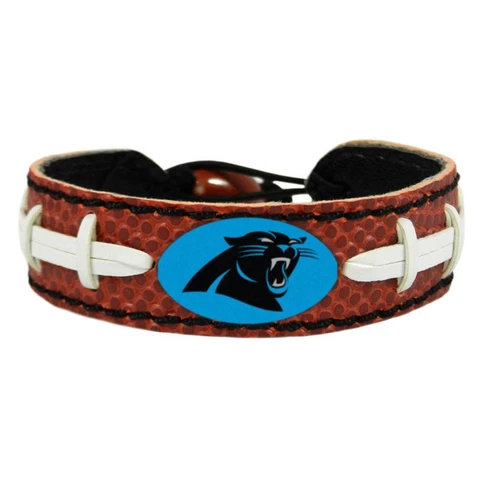 Carolina Panthers Logo Bracelet Wristband Genuine Football Leather NFL New Cover