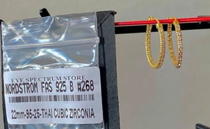 NORDSTROM FAS 925 Thai Cubic Zirconia Earrings 22mm $95 NWOT #268 - Imagen 1 de 2