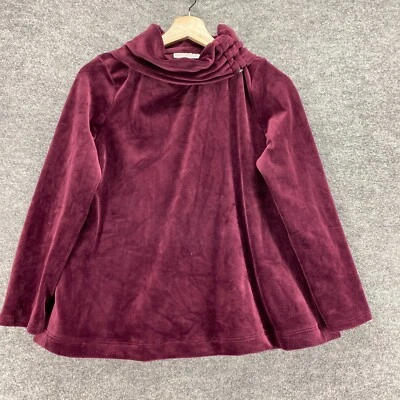 Dana Buchman Sweatshirt Women M Medium Purple Velvet Turtleneck Long Sleeve - Image 1 of 4