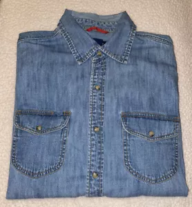 Camisas Levi Premium talla Snap Up occidental de mezclilla azul firma L. % algodón. Usado en excelente estado - Imagen 1 de 14