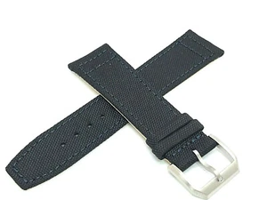Men's Watch Band Replacement Black Leather Canvas Strap 20mm Lug 7.5'' (BE145) - Picture 1 of 6