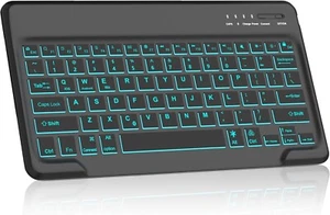 7 colors Backlit Wireless Bluetooth Keybaord USB C Rechargeable US English black - Picture 1 of 12