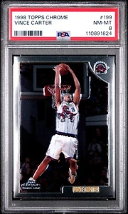 1998 1998-99 Topps Chrome Vince Carter ROOKIE CARD RC #199, PSA 8 New Grade - Bild 1 von 2