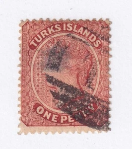 MATT'S STAMPS SCOTT TURKS ISLANDS #44 VICTORIA 1-PENNY ISSUE OF 1883, USED CV$35 - Picture 1 of 3