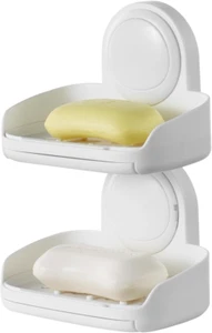 Soap Holder for Shower, Double Layer with Suction Cup, Wall Mounted No-Drilling, - Picture 1 of 12