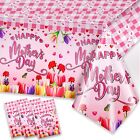 Howaf 3Pcs Happy Mother's Day Tablecloth Pink Mother Day Plastic Table Cover ...