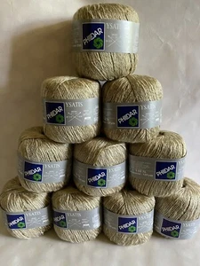 Lote de 10 madejas Phildar Ysatis 427 hilo verde oliva brillante retorcido - Imagen 1 de 3