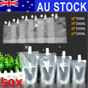 50X 100-500ml Reusable Stand-up Drink Bag Spout Pouch For Liquid Juice Milk AU - Picture 1 of 13