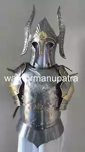 18Ga Gondor Fountain Half Body Armor Suit Cuirass Pauldron With Helmet - Picture 1 of 6
