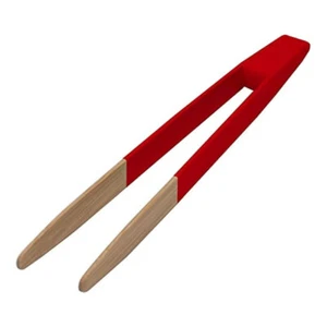 Pebbly Magnetic Toast Tongs - Natural Eco-Friendly Bamboo - Red - 24cm - Picture 1 of 2