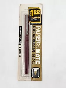 Vintage New Old Stock Paper Mate Metal Roller Micro Fine Point Pen 0.2 mm Black - Picture 1 of 2