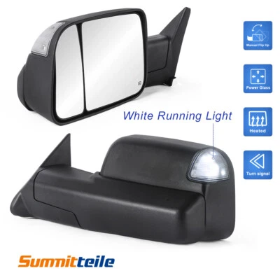 Espejos retrovisores eléctricos térmicos de remolque con luz de circulación blanca para Dodge Ram 2500 3500 1998-2002 Foto 1 de 4