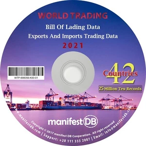 2021 World trading Exports and Imports | Bill of lading data Disk | manifestDB - Picture 1 of 1