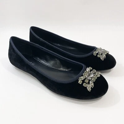 NWOB Lauren Ralph Lauren Adelisa Ballet Flat 8B Black Velvet Rhinestone Dressy - Image 1 of 4