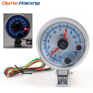 Chrome Auto Tachometer Gauge 0-11000 RPM Blue LED Tacho Meter with Shift Light - Picture 1 of 8