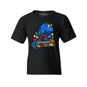 Differences are Rawrsome Autism Awareness Youth's T-Shirt Autism Shirts - Picture 1 of 3