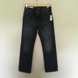 Boys Gap Kids Denim Jeans Slim Straight Adjustable Waist Blue Sz 8 Dark Wash NWT - Picture 1 of 17