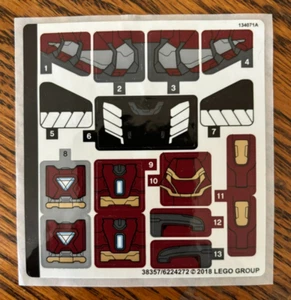 LEGO Sticker Sheet for Set 76104 (38357) - for HulkBuster Smash-up Set - Picture 1 of 1