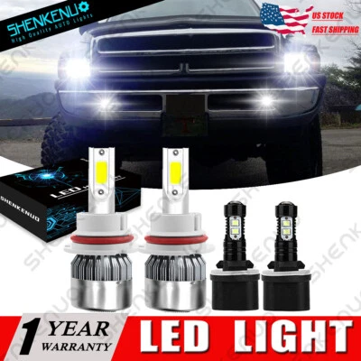 Para Dodge RAM 1500 2500 3500 1994-2001 6000K LED Faro Alto/Bajo + Kit Faros Antiniebla Foto 1 de 4