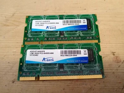 Mémoire Pc Portable 2Go (2 x1Go) DDR2 SODIMM ADATA PC2 6400S ADOVF1A083FE / HP - Photo 1/2