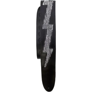 Perri's Metallic Lightning Bolt Leather Guitar Strap Black 2.5 in. - Picture 1 of 1