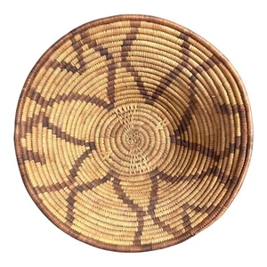 Vintage Handwoven Natural Coil Basket Starburst Star Tribal Catch All Accent SW - Picture 1 of 7