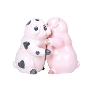 Pink Pig Salt Pepper Shakers Kissing Magnetic Kitchen Decor - Picture 1 of 1