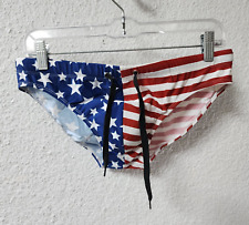 F Plus R Men's USA Flag Low Rise Swimwear Bikini Brief Swimsuit, Multicolor, L