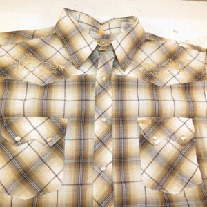 WHITE HORSE RANCH COWBOY WESTERN SNAP UP SHIRT Mens L Metallic Golf Thread - Picture 1 of 7