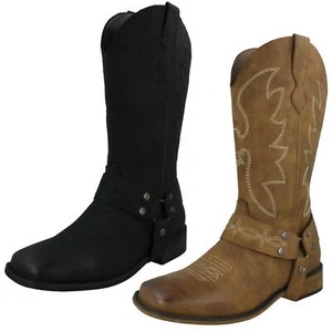 Botas de vaquero de tacón bajo con correa de borde de anillo para dama F5R1234 - Imagen 1 de 21