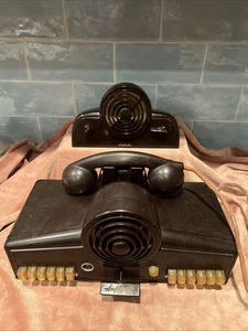 Vtg Bakelite Rauland Amplicall Office Intercom Telephone & Speaker Brown c1940s - Picture 1 of 24