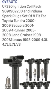 UF230 8pcs Ignition Coil and Spark Plug For Lexus 4.3L 4.7L 5.7L,TOYOTA 4.7 5.7L - Picture 1 of 8