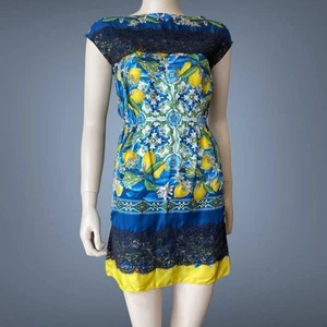Dolce Gabbana Majolica lemons Floral printed silk Dress Size XS - Picture 1 of 16