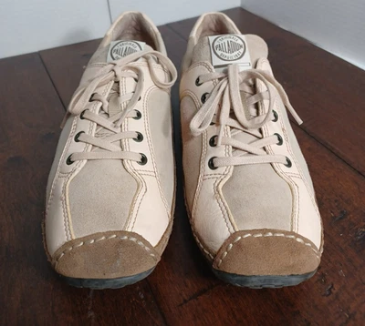 Palladium Shoes Men's 9 Beige Tan Suede Leather Casual Lace Up Low Top Sneakers - image 1 of 4