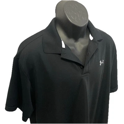 Polo de golf Under Armour para hombre XL Heatgear calce suelto negro liso bordado logotipo Foto 1 de 4