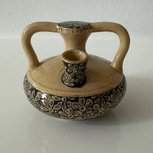 Kleine antike Keramik Vase Blumenmotiv ausgefallen alt Palm Beach Nachlass Fund 3,5" - Bild 1 von 14