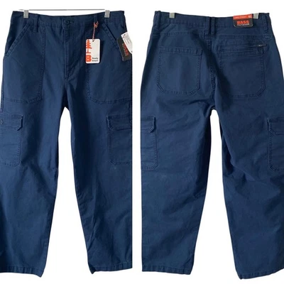 NEW BASS OUTDOOR Women's High Rise Canvas Cargo Pants Size 10 Navy Blue - Image 1 of 4
