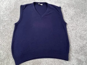 VINTAGE Jantzen Sweater Vest Mens Large Navy Blue V Neck Pullover Made USA 90s - Picture 1 of 4