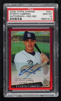 2009 Topps Chrome Red Refractor /25 Everth Cabrera PSA 10 GEM MT Rookie Auto RC - Image 1 of 2