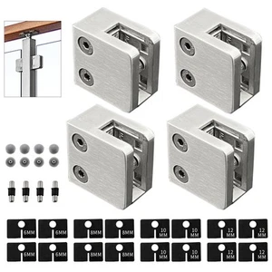 Glass Clamp - 4PCS Glass Bracket for 1/4 "-1/2 "(6mm-12mm) Tempered Glass, St... - Picture 1 of 5
